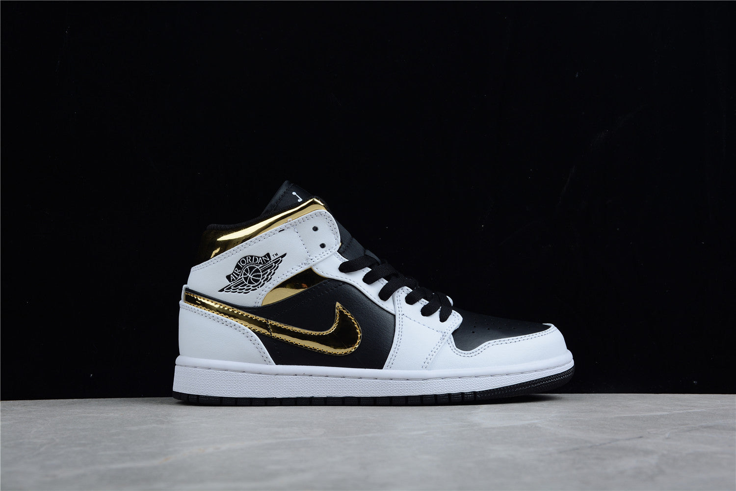 Nike Air Jordan 1 Mid GS White Gold Black - Best Reps Website 2025