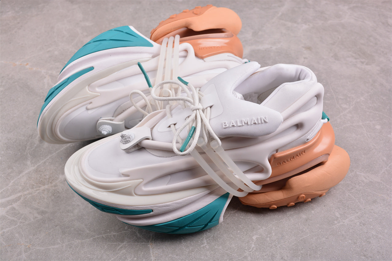 Balmain Unicorn Sneakers in Taupe/White/L. Green – Neoprene &amp; Leather - Best Reps Website 2025