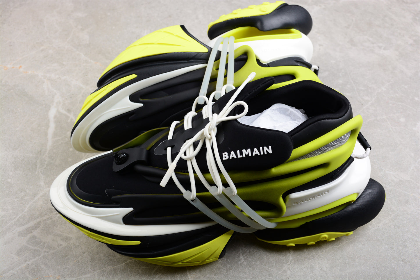 Balmain Unicorn Low-Top Sneakers in Black/Yellow – Neoprene &amp; Leather - Best Reps Website 2025