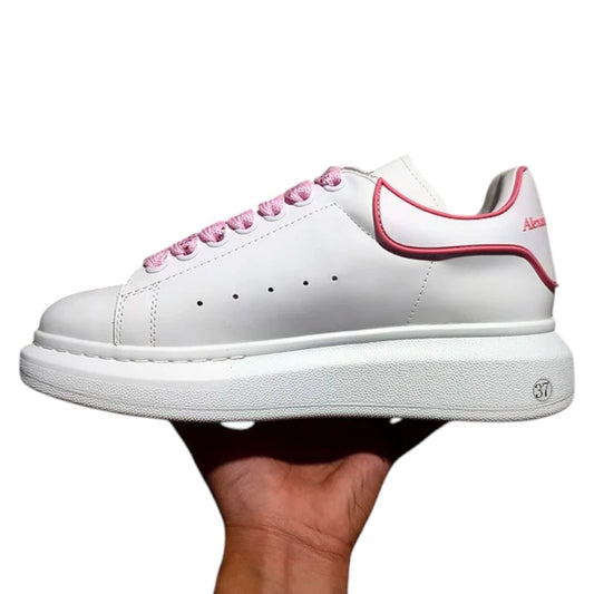 Alexander McQueen Oversized Sneakers – White with Pink Heel and Laces