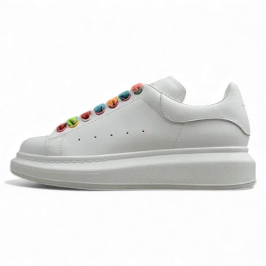 Alexander McQueen Oversized Sneakers – White with Rainbow Eyelets