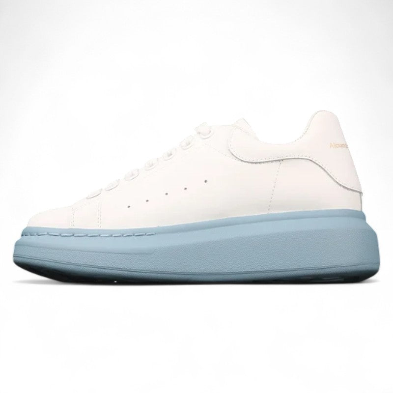  Alexander McQueen Oversized Sneakers – White with Sky Blue Sole 