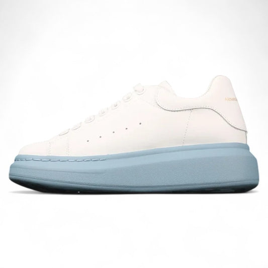  Alexander McQueen Oversized Sneakers – White with Sky Blue Sole 