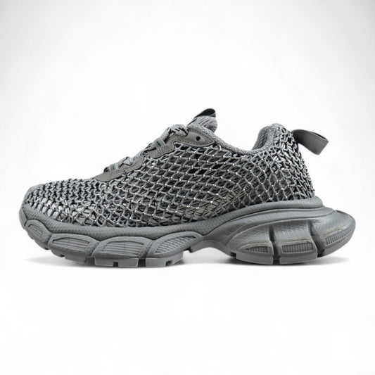 Balenciaga 3XL Fishnet Sneakers – Silver