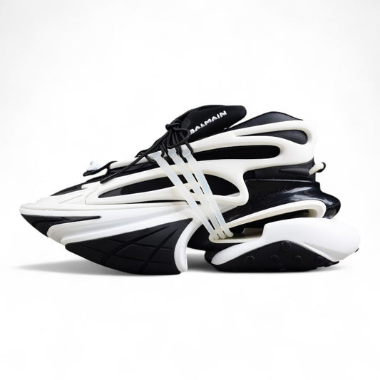 Balmain Unicorn Low-Top Sneakers in White/Black – Neoprene &amp; Leather - Best Reps Website 2025