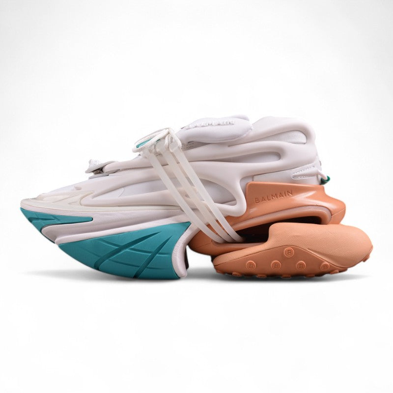 Balmain Unicorn Sneakers in Taupe/White/L. Green – Neoprene &amp; Leather - Best Reps Website 2025