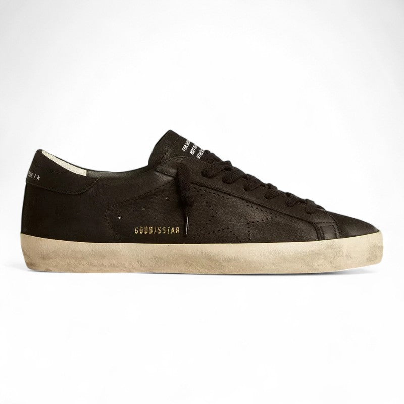  GG Super-Star sneakers in black nubuck with a perforated star and matching heel tab