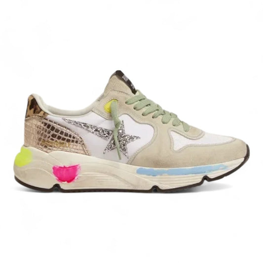 Running Sole sneakers in suede with glitter and leopard print