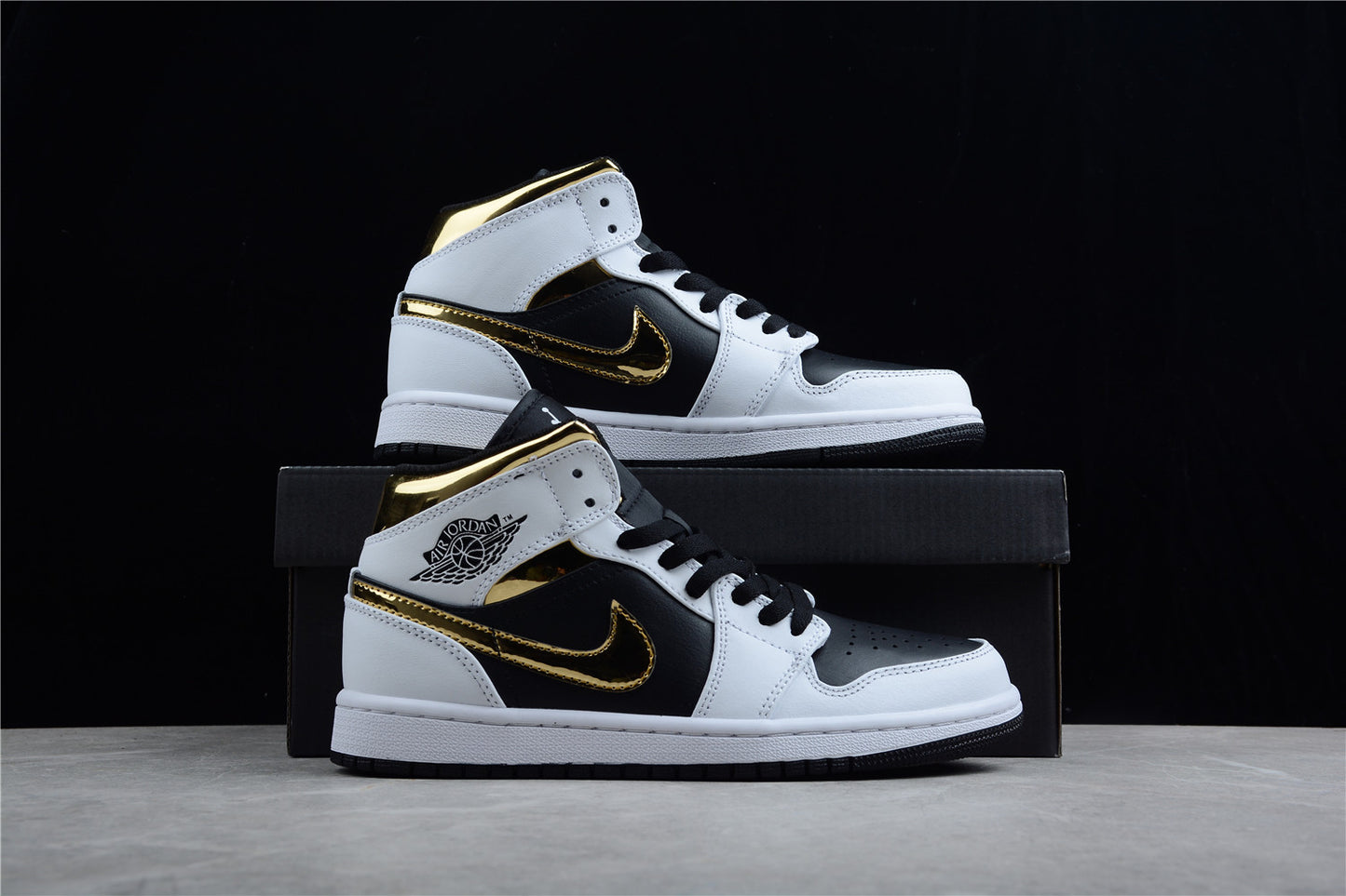 Nike Air Jordan 1 Mid GS White Gold Black - Best Reps Website 2025