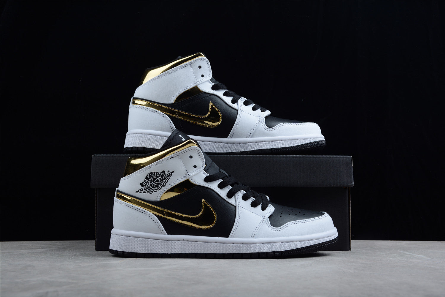 Nike Air Jordan 1 Mid GS White Gold Black - Best Reps Website 2025