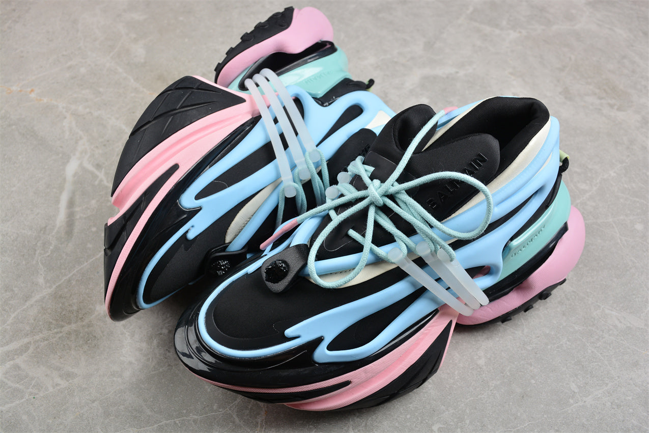 Balmain Unicorn Sneakers Black Sky Blue – Neoprene &amp; Leather - Best Reps Website 2025