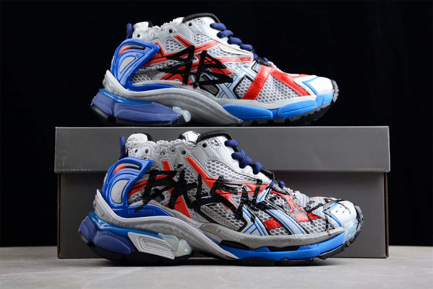 Balenciaga Runner 7.0 – Blue/Orange Graffiti - Best Reps Website 2025