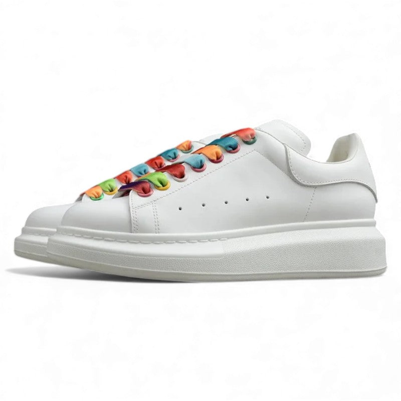 Alexander McQueen Oversized Sneakers – White with Rainbow Eyelets