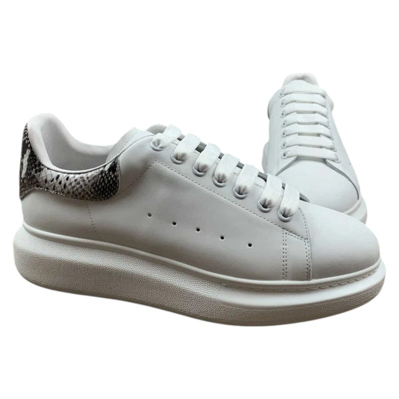 Alexander McQueen Oversized Sneakers – White with Python Print Heel