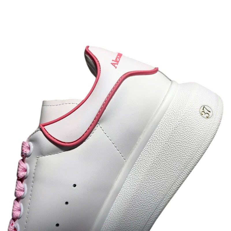 Alexander McQueen Oversized Sneakers – White with Pink Heel and Laces