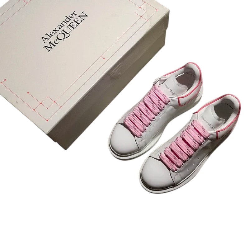Alexander McQueen Oversized Sneakers – White with Pink Heel and Laces