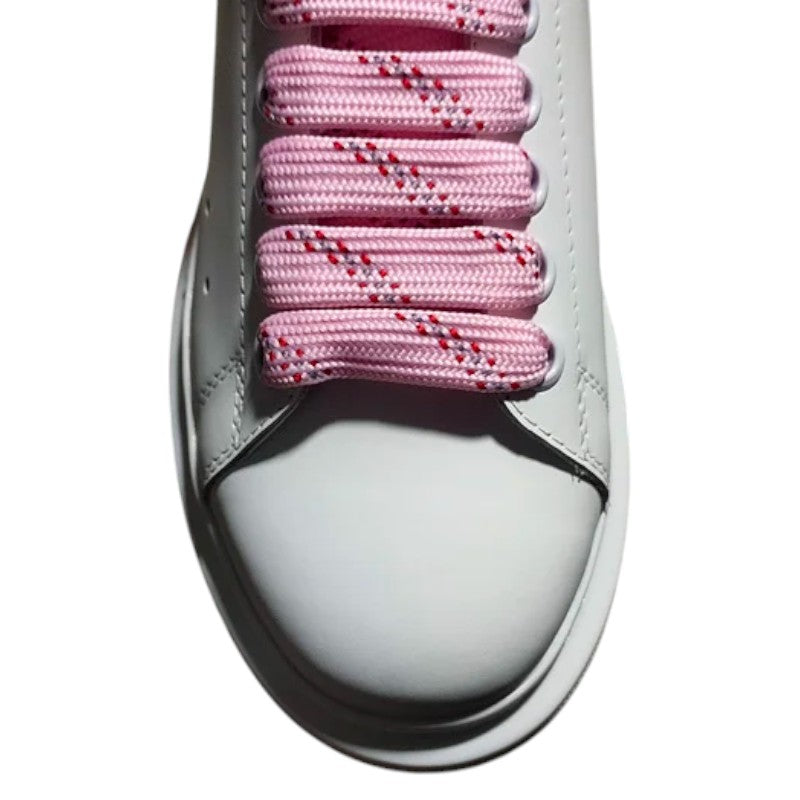 Alexander McQueen Oversized Sneakers – White with Pink Heel and Laces