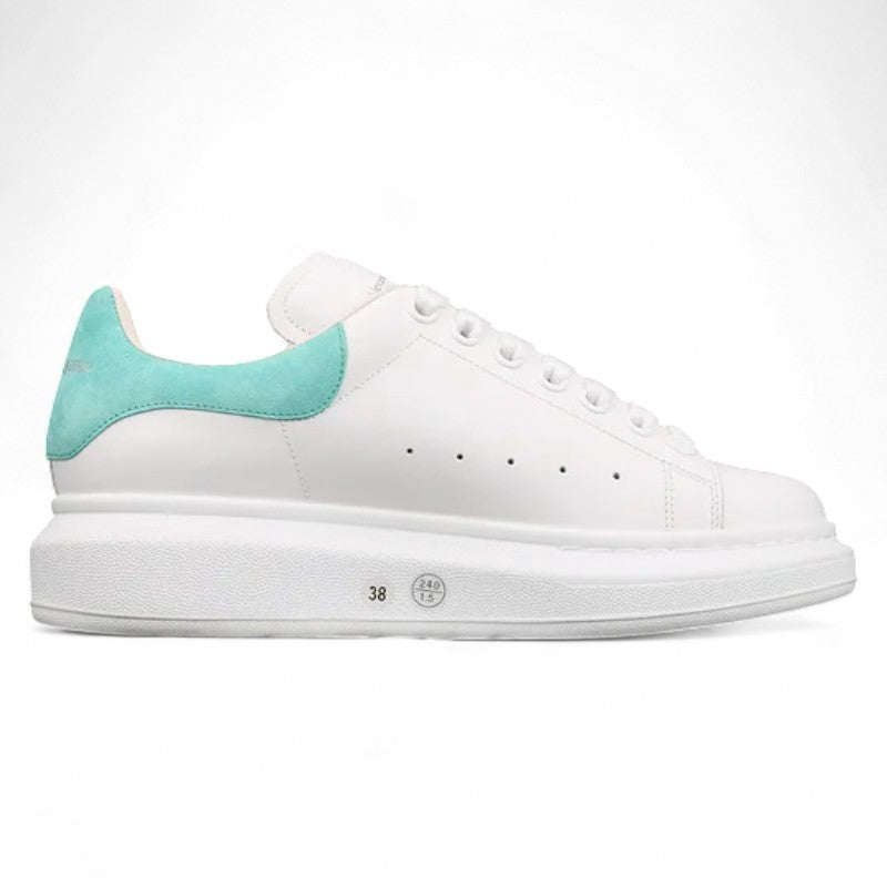 Alexander McQueen Oversized Sneakers – White with Teal Heel Tab