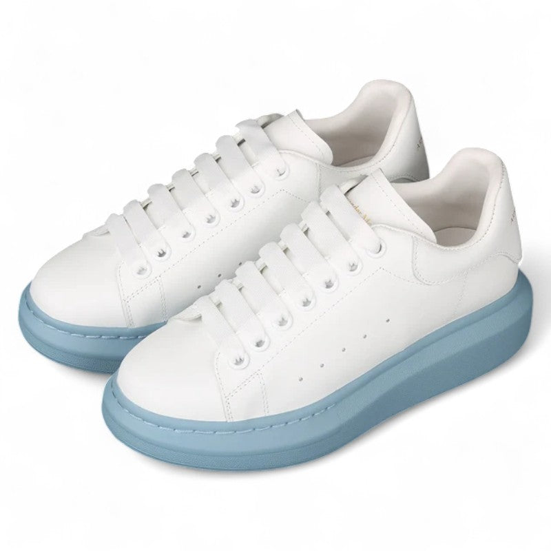  Alexander McQueen Oversized Sneakers – White with Sky Blue Sole 