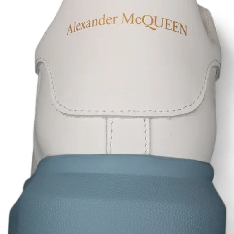  Alexander McQueen Oversized Sneakers – White with Sky Blue Sole 