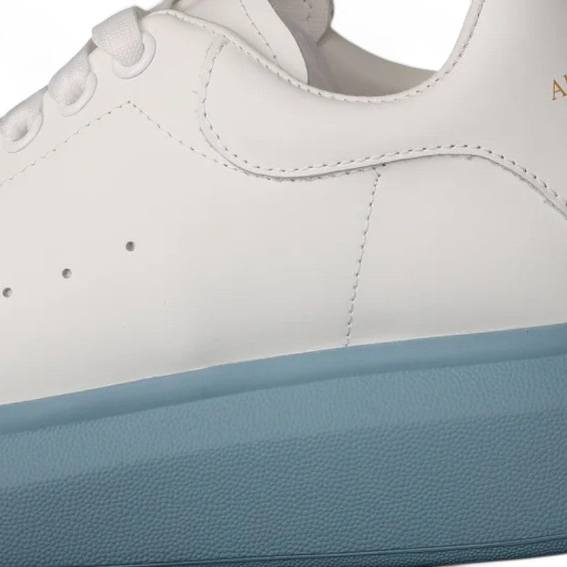  Alexander McQueen Oversized Sneakers – White with Sky Blue Sole 