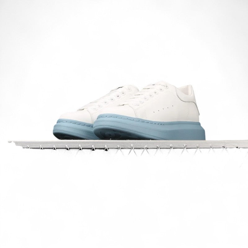  Alexander McQueen Oversized Sneakers – White with Sky Blue Sole 