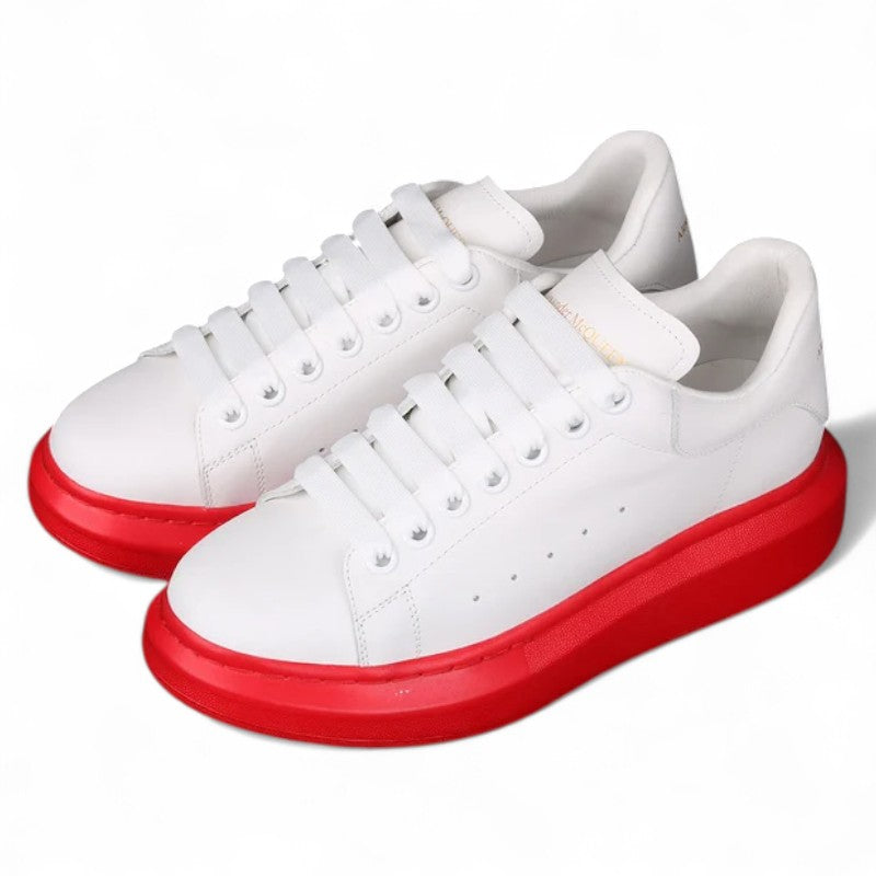Alexander McQueen Oversized Sneakers – White with Red Sole