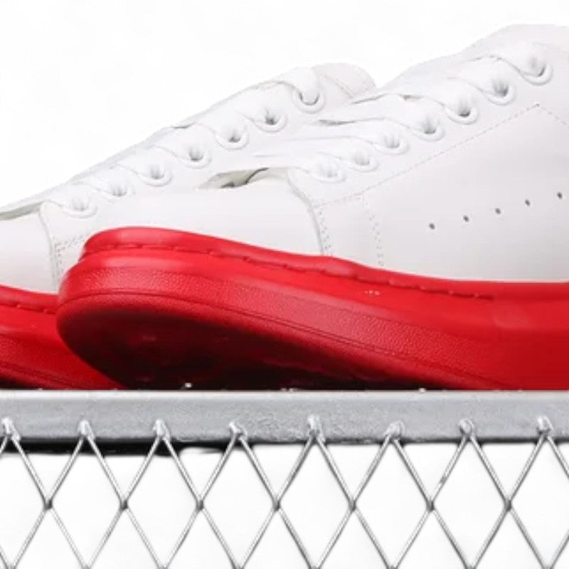Alexander McQueen Oversized Sneakers – White with Red Sole
