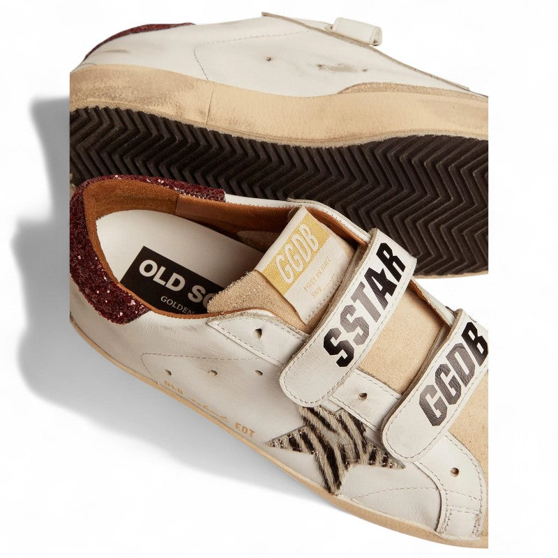 Old School sneakers with silver laminated leather star and dove-gray suede inserts